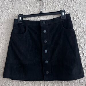 Express Faux Suede Button Front Mini A Line Skirt Black Size 2